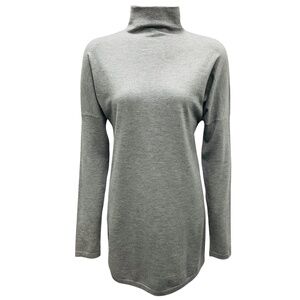 BRUNELLO CUCINELLI GREY RUCHED RHINESTONE EMBELLISHED LONG SLEEVED MOCK NECK FIN